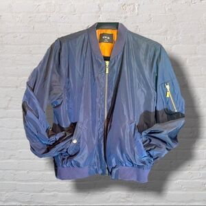 Active USA Navy Blue Flight Bomber Jacket with Orange Lining